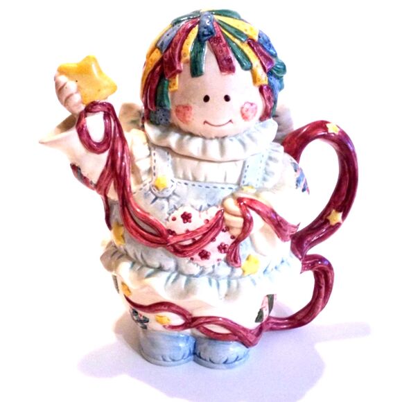 Vintage Patchwork Angel Tea Pot 1996 Cosmos Exclusive for H.O.L. PLEASE READ - Picture 1 of 6